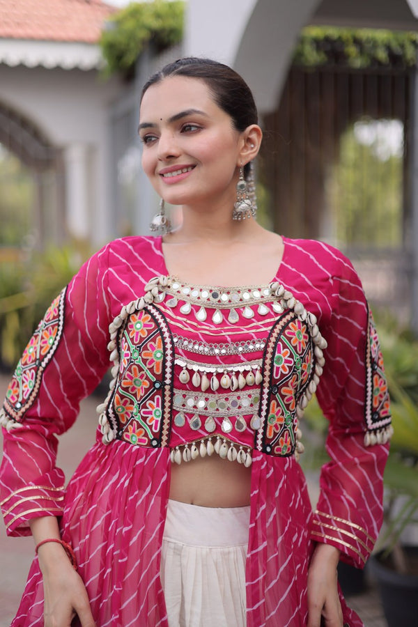 Laheriya Cotton Kutchi Work Lehenga Set ClothsVilla
