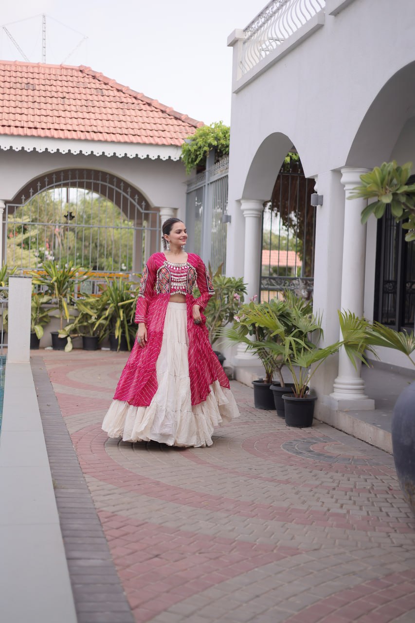 Laheriya Cotton Kutchi Work Lehenga Set ClothsVilla