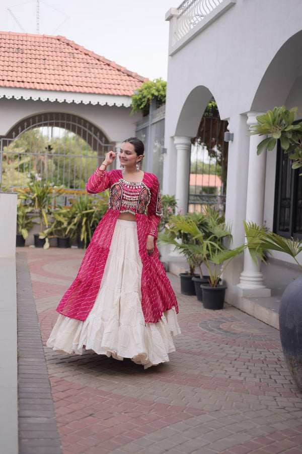 Laheriya Cotton Kutchi Work Lehenga Set ClothsVilla