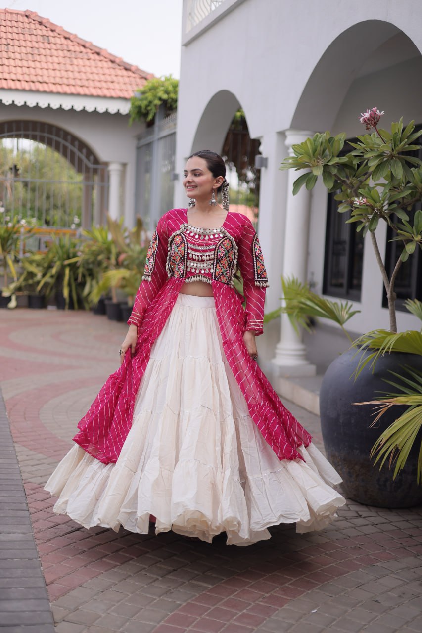 Laheriya Cotton Kutchi Work Lehenga Set ClothsVilla