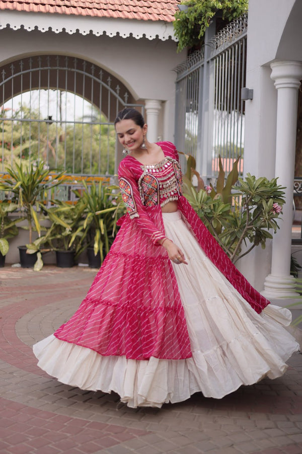 Laheriya Cotton Kutchi Work Lehenga Set ClothsVilla