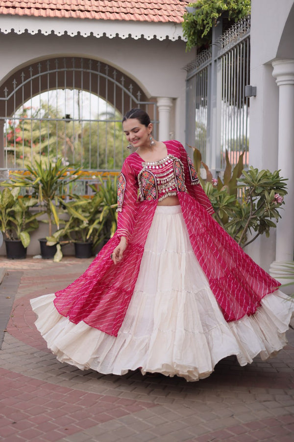 Laheriya Cotton Kutchi Work Lehenga Set ClothsVilla