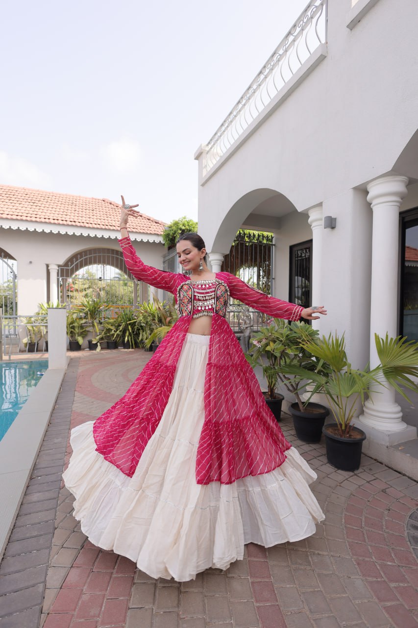 Laheriya Cotton Kutchi Work Lehenga Set ClothsVilla