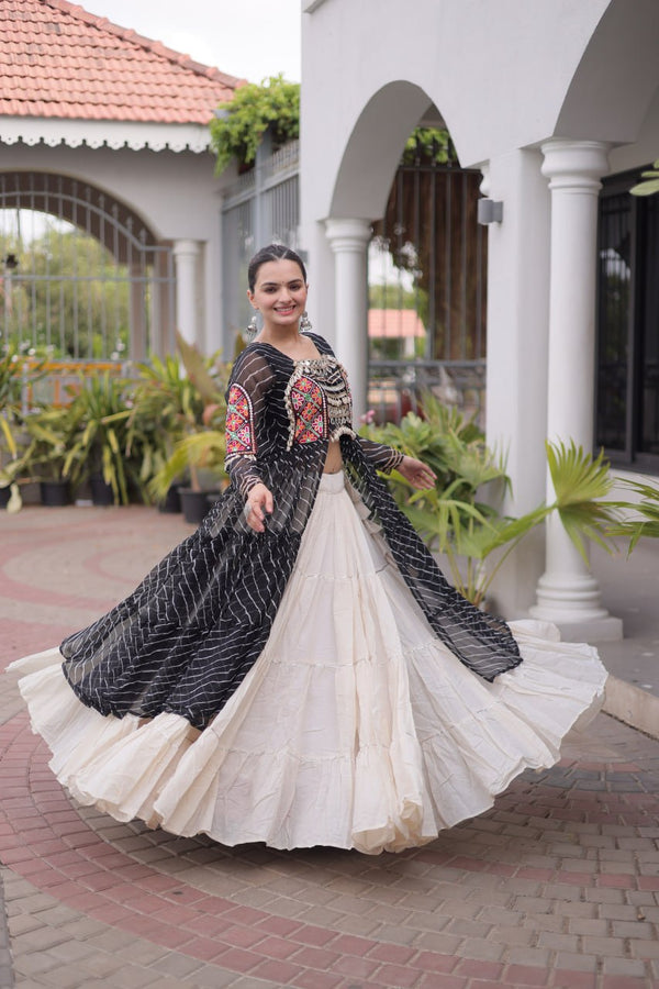 Laheriya Cotton Kutchi Work Lehenga Set ClothsVilla