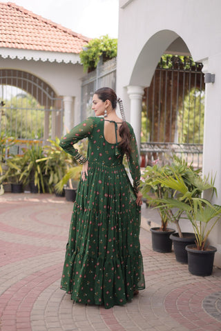 Laheriya Print Gown with Kutchi Patchwork ClothsVilla
