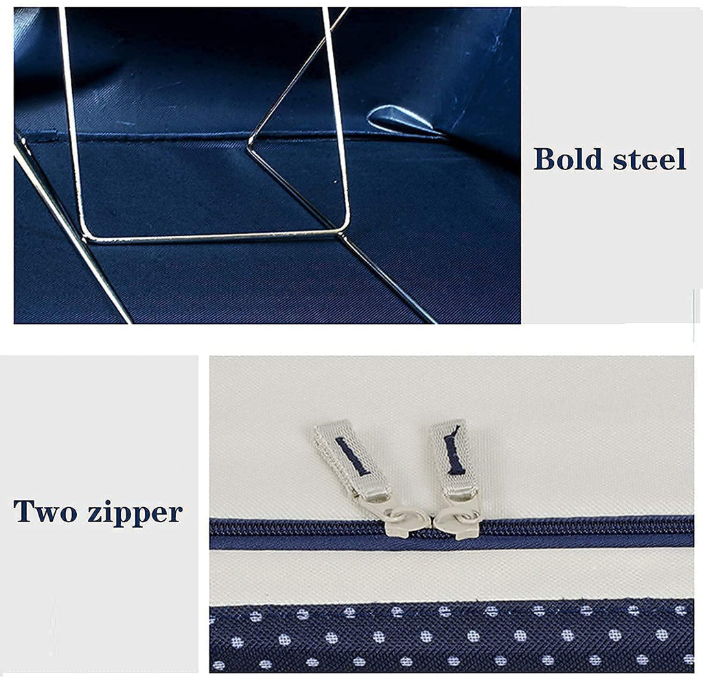 Large Capacity Clothes Storage Box with Steel Frame | Foldable Linen Fabric Organizer with Clear Windows, Waterproof & Moisture-Proof – 50x40x33 cm ClothsVilla