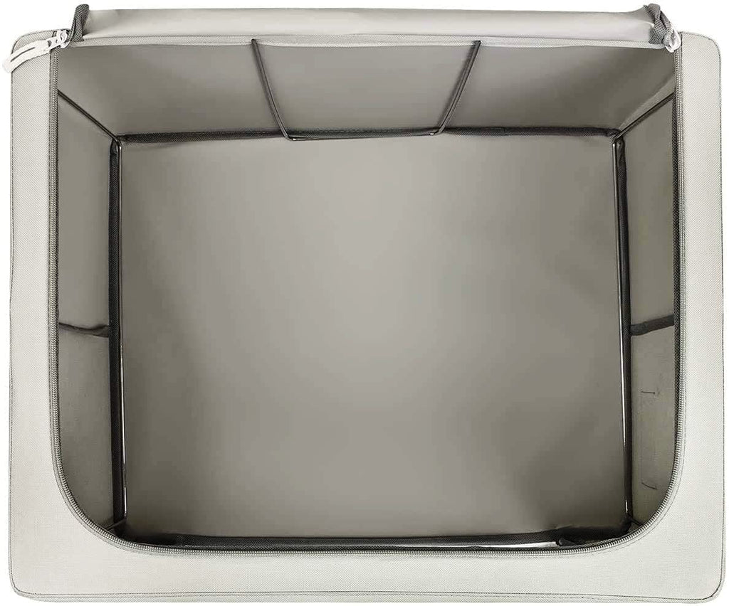 Large Capacity Clothes Storage Box with Steel Frame | Foldable Linen Fabric Organizer with Clear Windows, Waterproof & Moisture-Proof – 50x40x33 cm ClothsVilla