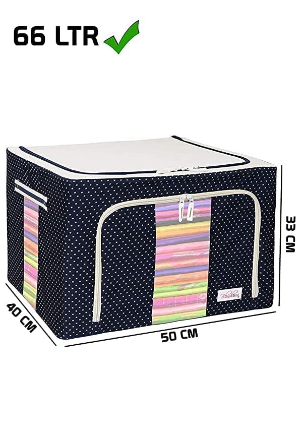 Large Capacity Clothes Storage Box with Steel Frame | Foldable Linen Fabric Organizer with Clear Windows, Waterproof & Moisture-Proof – 50x40x33 cm ClothsVilla