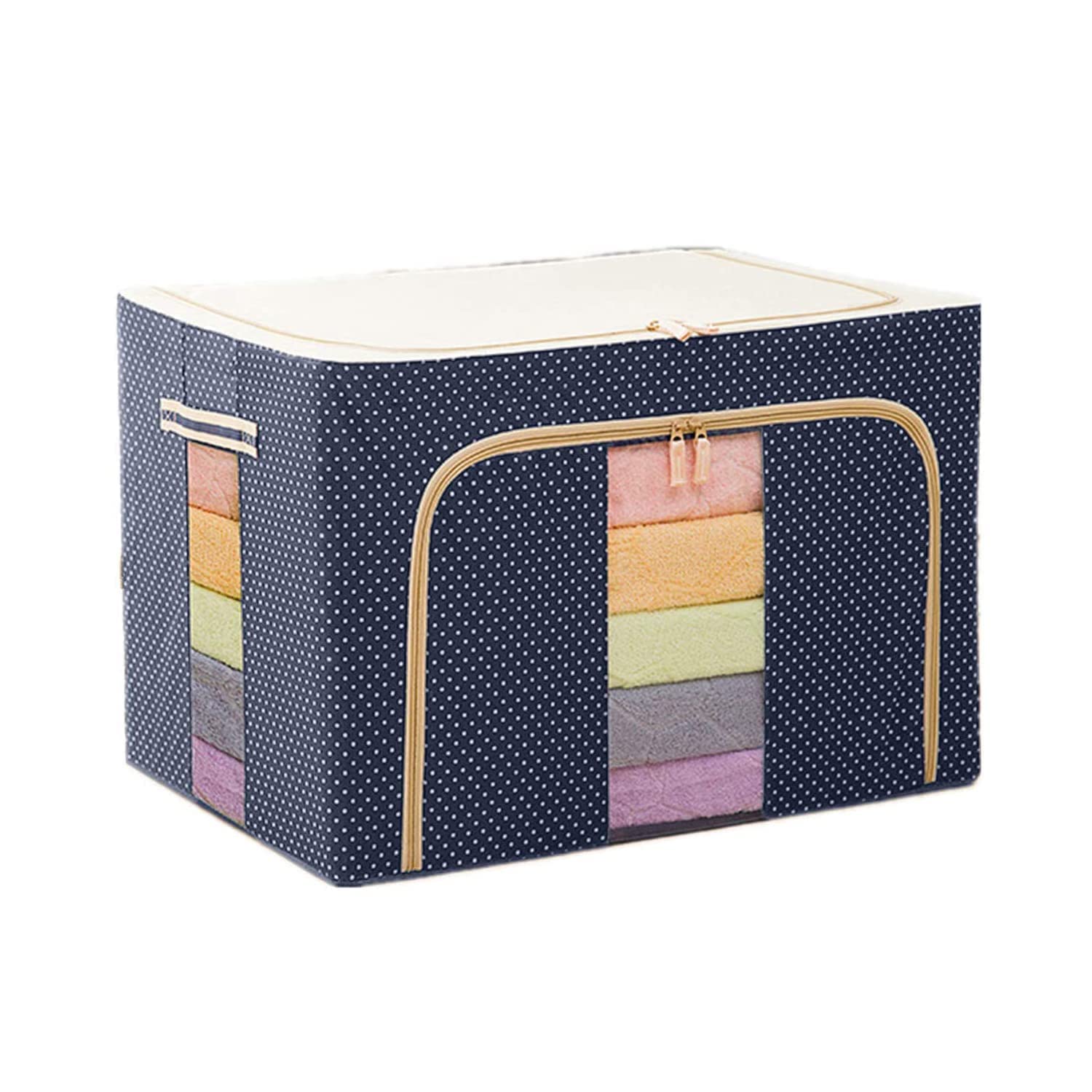 Large Capacity Clothes Storage Box with Steel Frame | Foldable Linen Fabric Organizer with Clear Windows, Waterproof & Moisture-Proof – 50x40x33 cm ClothsVilla Main image