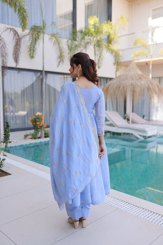 Lavender Embroidered Gown Set ClothsVilla