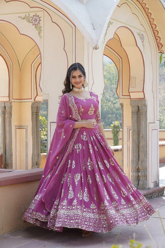 Shimmering Twilight Lavendar Lehenga Choli - Exquisite Sequin Embroidered Faux Georgette ClothsVilla