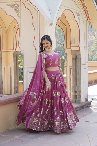 Shimmering Twilight Lavendar Lehenga Choli - Exquisite Sequin Embroidered Faux Georgette ClothsVilla