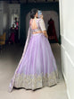 Load image into Gallery viewer, Lavender A Silk Dream Burberry Silk Bridesmaid Lehenga with Sequins Embroidery