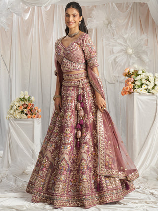 Lavender Bridel net and Gotapatti & Moti embroidery Semi-Stitched Lehenga choli & Dupatta ClothsVilla