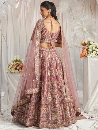 Lavender Bridel net and Gotapatti & Moti embroidery Semi-Stitched Lehenga choli & Dupatta ClothsVilla