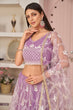 Load image into Gallery viewer, Lavender Butterfly Net Lehenga with Elegant White Thread &amp; Zari Embroidery ClothsVilla
