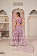 Load image into Gallery viewer, Lavender Butterfly Net Lehenga with Elegant White Thread &amp; Zari Embroidery ClothsVilla