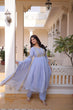 Load image into Gallery viewer, Lavender Chanderi Embroidered Gown Set ClothsVilla
