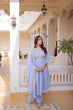 Load image into Gallery viewer, Lavender Chanderi Embroidered Gown Set ClothsVilla