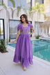 Load image into Gallery viewer, Lavender Chanderi Gown with Cap Sleeves Clothsvilla