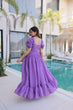 Load image into Gallery viewer, Lavender Chanderi Gown with Cap Sleeves Clothsvilla