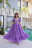 Lavender Chanderi Gown with Cap Sleeves Clothsvilla