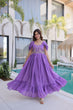 Load image into Gallery viewer, Lavender Chanderi Gown with Cap Sleeves Clothsvilla