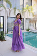 Load image into Gallery viewer, Lavender Chanderi Gown with Cap Sleeves Clothsvilla
