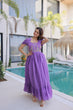 Load image into Gallery viewer, Lavender Chanderi Gown with Cap Sleeves Clothsvilla