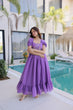 Load image into Gallery viewer, Lavender Chanderi Gown with Cap Sleeves Clothsvilla