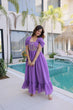 Load image into Gallery viewer, Lavender Chanderi Gown with Cap Sleeves Clothsvilla
