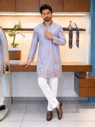 Lavender Coach Silk Kurta Pant Set ClothsVilla
