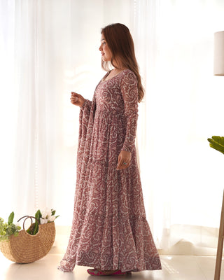 Lavender Colorful Heavy Soft Fox Georgette Anarkali Suit with Dupatta Set – Perfect for Festive & Wedding Wear