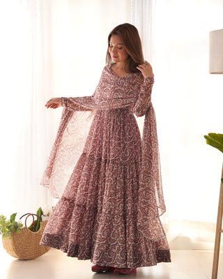 Lavender Colorful Heavy Soft Fox Georgette Anarkali Suit with Dupatta Set – Perfect for Festive & Wedding Wear