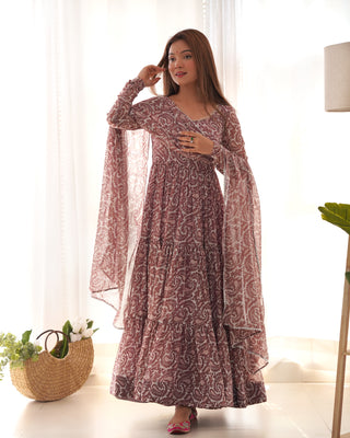 Lavender Colorful Heavy Soft Fox Georgette Anarkali Suit with Dupatta Set – Perfect for Festive & Wedding Wear