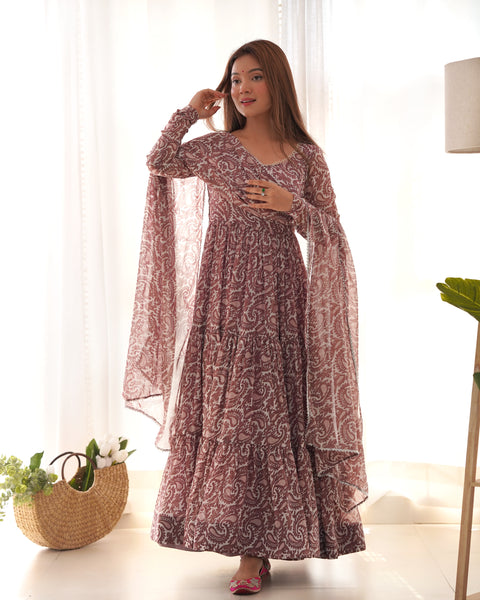 Lavender Colorful Heavy Soft Fox Georgette Anarkali Suit with Dupatta Set – Perfect for Festive & Wedding Wear Main image