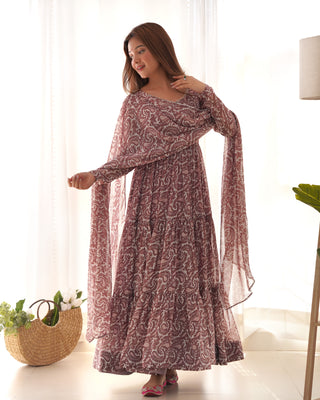 Lavender Colorful Heavy Soft Fox Georgette Anarkali Suit with Dupatta Set – Perfect for Festive & Wedding Wear