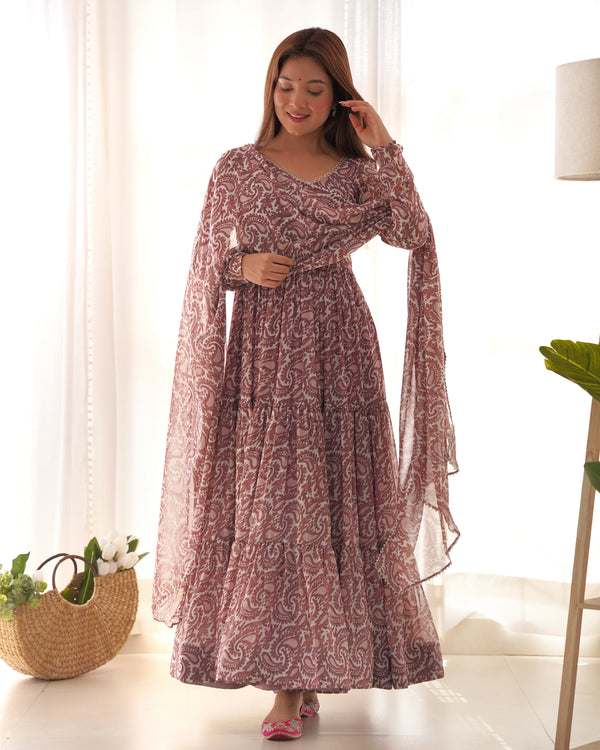 Lavender Colorful Heavy Soft Fox Georgette Anarkali Suit with Dupatta Set – Perfect for Festive & Wedding Wear