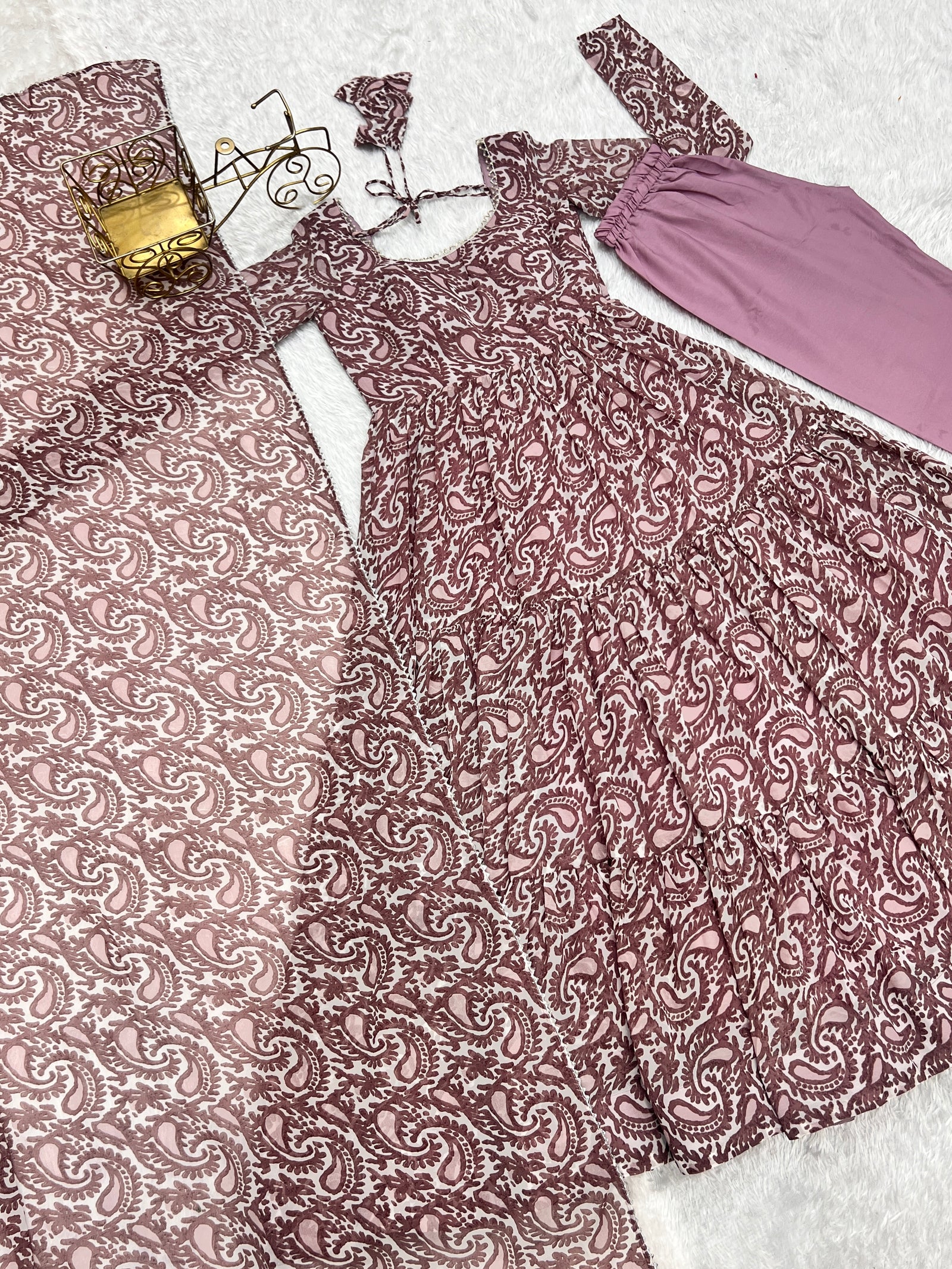 Lavender Colorful Heavy Soft Fox Georgette Anarkali Suit with Dupatta Set – Perfect for Festive & Wedding Wear