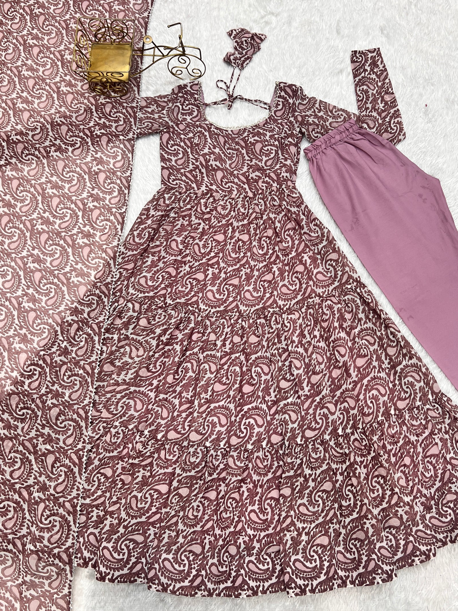 Lavender Colorful Heavy Soft Fox Georgette Anarkali Suit with Dupatta Set – Perfect for Festive & Wedding Wear