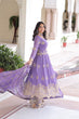 Load image into Gallery viewer, Lavender Crunchy Sequins Embroidered Gown Set with Full Sleeves, 3-Meter Flair, Designer Dupatta &amp; Matching Bottom – Fully Stitched Party Wear Ensemble for Women ClothsVilla