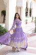 Load image into Gallery viewer, Lavender Crunchy Sequins Embroidered Gown Set with Full Sleeves, 3-Meter Flair, Designer Dupatta &amp; Matching Bottom – Fully Stitched Party Wear Ensemble for Women ClothsVilla
