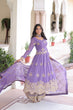 Load image into Gallery viewer, Lavender Crunchy Sequins Embroidered Gown Set with Full Sleeves, 3-Meter Flair, Designer Dupatta &amp; Matching Bottom – Fully Stitched Party Wear Ensemble for Women ClothsVilla