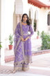 Load image into Gallery viewer, Lavender Crunchy Sequins Embroidered Gown Set with Full Sleeves, 3-Meter Flair, Designer Dupatta &amp; Matching Bottom – Fully Stitched Party Wear Ensemble for Women ClothsVilla