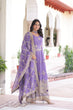 Load image into Gallery viewer, Lavender Crunchy Sequins Embroidered Gown Set with Full Sleeves, 3-Meter Flair, Designer Dupatta &amp; Matching Bottom – Fully Stitched Party Wear Ensemble for Women ClothsVilla