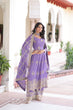 Load image into Gallery viewer, Lavender Crunchy Sequins Embroidered Gown Set with Full Sleeves, 3-Meter Flair, Designer Dupatta &amp; Matching Bottom – Fully Stitched Party Wear Ensemble for Women ClothsVilla