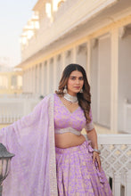 Load image into Gallery viewer, Lavender Dazzling Designer Dyeable Pure Viscose Jacquard Lehenga Choli Set with Sequins Embroidery ClothsVilla