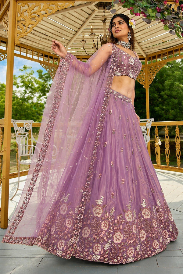 Lavender Designer Crepe Lehenga Choli ClothsVilla