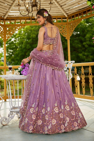 Lavender Designer Crepe Lehenga Choli ClothsVilla