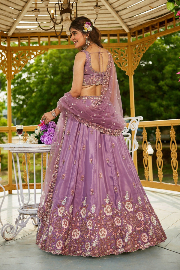 Lavender Designer Crepe Lehenga Choli ClothsVilla